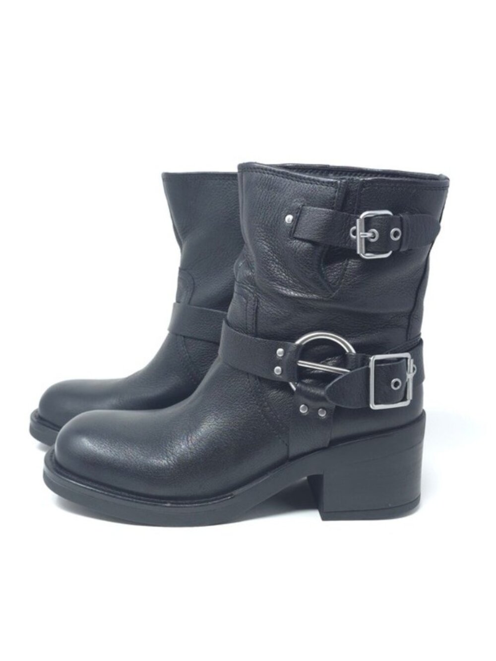 Kenneth Cole Stride Black Leather Motorcycle Boots Winter - Picture 4 of 12